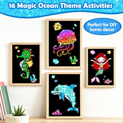 FUNNYB&G Foil Art Craft Kit for Kids, Sparkly Birthday Gift Toy for Kids - style: Ocean