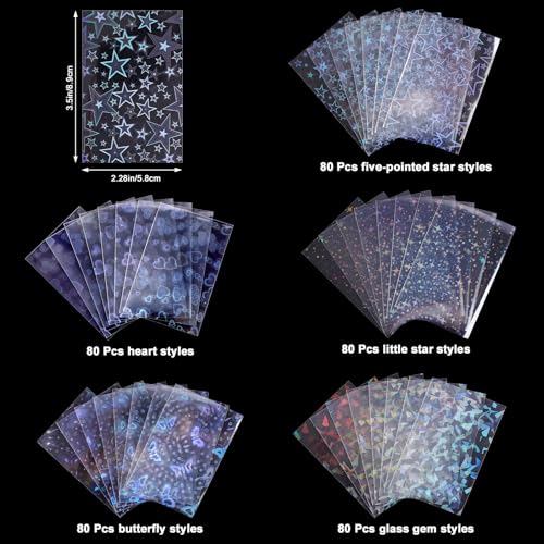400 Pcs Kpop Photocard Sleeves Holder 58 x 89 mm, Laser Flash Card Covers - style: Holographic Style