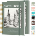 Forvencer 2 Pack Blank Spiral Notebook, 8"x 5.6"Hardcover Sketch Book - color: Deep Green