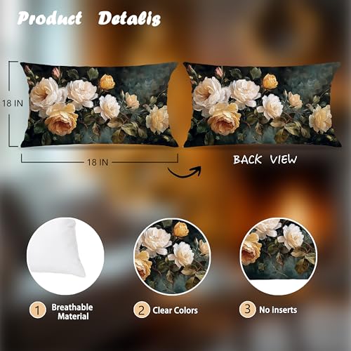 Vintage Spring Summer Dark Green Floral Pillow Covers 12x20 Double-Sided,Rustic Farmhouse Easter Wildflower Flower Botanical Decorative Throw Pillow Covers for Home Bedroom Living Room - color: Floral-15, size: 20" x 12" (Pack of 1)
