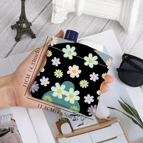 2Pcs PU Leather Small Squeeze Coin Purse Pouch Mini coin Bag Unique And Cute Wallet Cosmetic Bags Change Bag For Women Girls Men （Black Powder Line Flower - color: Black Powder Line Flower