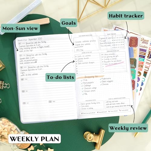 Legend Planner Undated, Weekly & Daily Goal Journal, A5 Periwinkle - color: Periwinkle Gold (Undated), size: A5 (5.5'' x 8.3'')