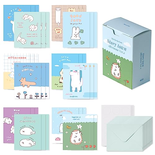 Monolike Day-by-day Card, Story town afternoon Ver.2 - Mix 36 Mini Single cards, 36 envelopes, 36 stickers Package - color: Story town afternoon Ver.2