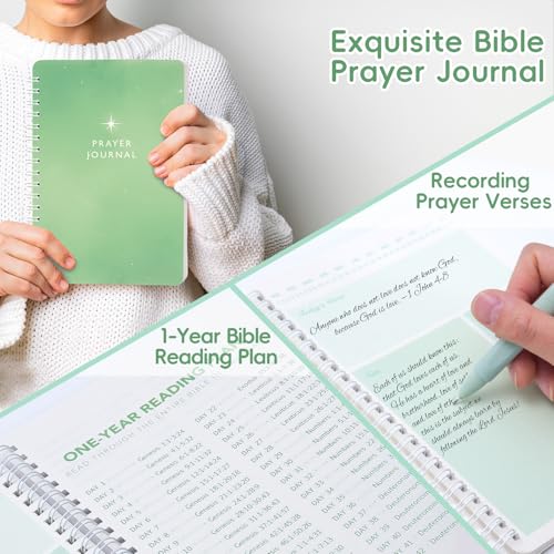 XKDOUS 50 Bible Study Supplies Journaling Kit with Journal and Case, Green - color: Green