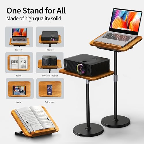 2-in-1 Floor & Desktop Book Stand with Large 16.5"x11.8" Solid Wood Panel - color: Rubberwood