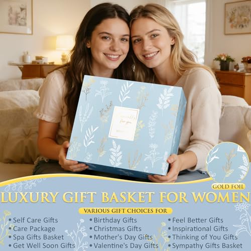 Birthday Gifts for Women, Spa Self Care Package Get Well Soon Gift Baskets - color: Blue - Bergamot Jasmine