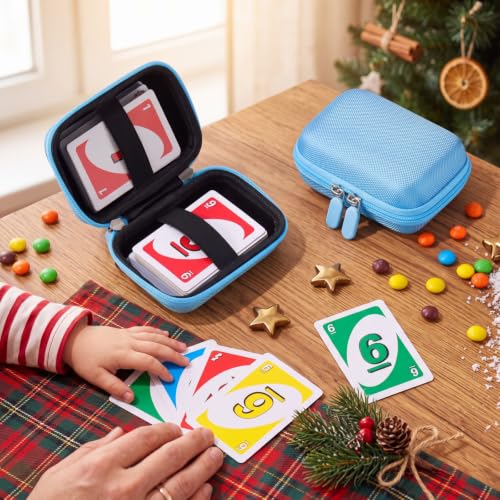 Sanwuta 4 Pcs Travel Card Games Case, Playing Card Case, Eva, Black, Blue - color: Blue