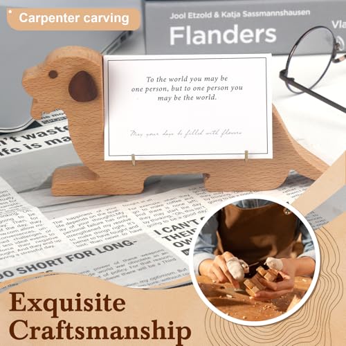 Wood Dog Shape Business Card Holder for Desk,Wooden Name Card Holder - color: Beech Wood Dog Shape