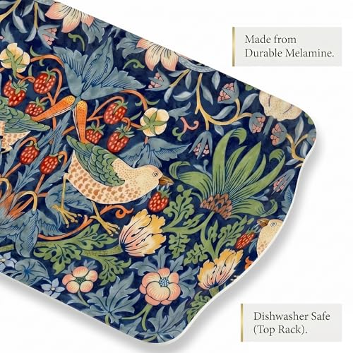 Pimpernel Morris & Co Strawberry Thief Blue Collection Sandwich Tray | Serving Platter | Crudité and Appetizer Tray for Indoor and Outdoor use, Made of Melamine, Measures 15.1" x 6.5", Dishwasher Safe - size: 15.1" x 6.5" x 1", style: Blue Strawberry Thie