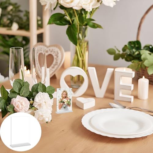 24 Pcs 2.5 x 3.5 Inch Mini Acrylic Sign Holder, Wallet Size Desktop Photo Frames Double Side Picture or Display Plastic Sign Holder Suitable for Office Wedding (2.5 x 3.5 Inches)