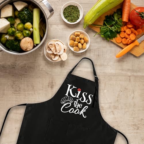 Funny Black Apron with Pockets for Man,Dad,Husband,Father in Law,Chef Daddy Women Grilling Apron BBQ Cooking Gifts - color: Apron-8