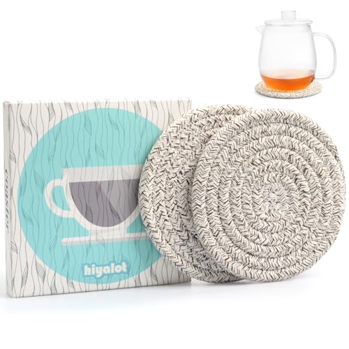 Large 4.8" Cotton Coasters for Drinks Set of 2 - Oversized Absorbent Brown Fabric Cup Mats for Coffee Mugs, Boho Desk & Nightstand Drink Pads, Durable Minimalist Coasters for Home Décor(Caffè no) - color: Caffe No