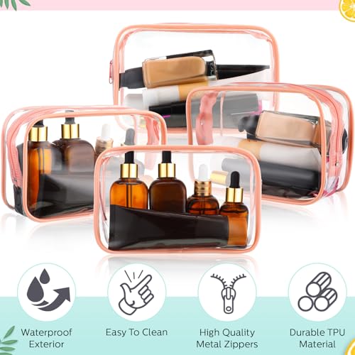 Weewooday 12 Pcs Clear Cosmetic Bags PVC Zipper,Medium,Pink - color: Pink, size: Medium