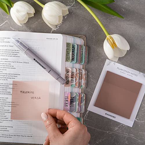 DiverseBee 50 Sheets Pastel Transparent Sticky Notes, 3x3” Clear Sticky Tabs, Translucent Page Flags Book Markers Stickers, Planner Accessories, Bible Journaling Study Office School Supplies (Plum) - color: Plum
