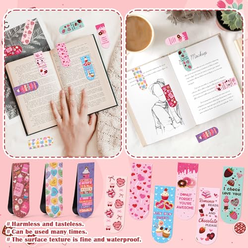 Haooryx Valentine's Day Magnetic Bookmark - 36 Set Sweet Dessert Magnetic Clip Bookmark with Valentine Gift Card Page Marker for Kids Valentines School Class Exchange Gift Student Reward Party Favor