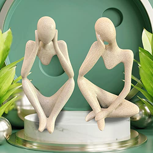 Thinker Statues and Sculptures, Sandstone Resin Thinker Statue Ornaments, Abstract Style Sculptures, Housewarming Gifts, Housewarming Decorations, Living Room Dining Desk Decorations (Left, Small) - color: Left, size: Small