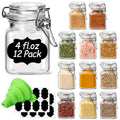 ComSaf Square Small Glass Spice Jars with Airtight Lids 4 oz 12 Pack Pantry - size: 4 fl oz x 12