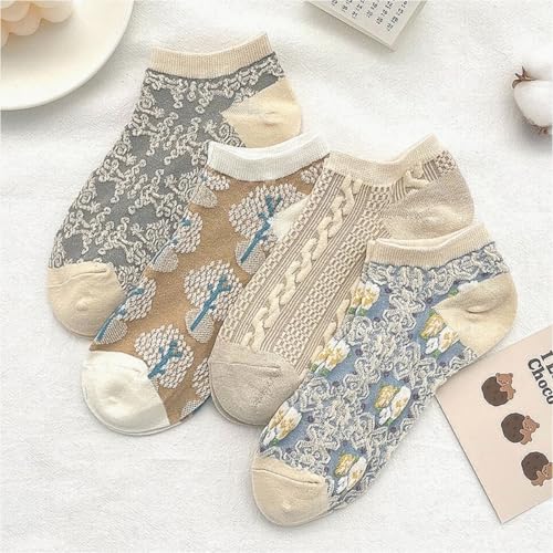 Lavish Lavender Argyle Frill Socks for Women, Dress Socks - color: 4pair-kahki-short