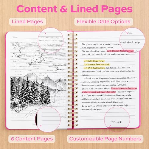 deli Rose Red Lined Spiral Journal Notebook, 160 Pages, A5 (5.5"x8") Hardcover Writing Notebook, College Ruled Spiral Bound Journal for Women & Men - Perfect for Work, School, Office & Note Taking - color: Rose Red