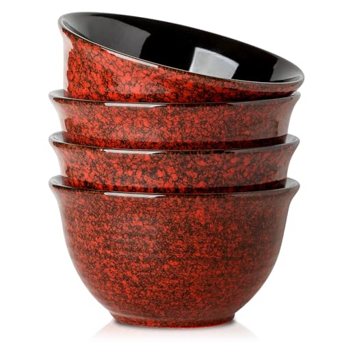HASENSE Ceramic Soup Bowls, 40 Oz Serving Bowls Set of 4, Cereal Bowls, Salad Bowls for Pasta Soup Popcorn, Dishwasher & Microwave Safe, Christmas Thanksgiving Gifts, Red - color: Red, size: 40 Ounce