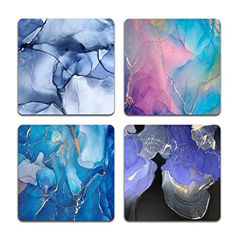Marbling Square Coaster Set - Made of Recycled Rubber - Set of 4 - color: Marbling