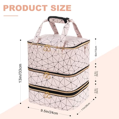 Uross Nail Polish Organizer Bag Holds 84 Bottles Nail Polish & Nail Lamp,Large Gel Nail Polish Organizers and Storage box for Nail Tech, Nail Kit Supplies Organizer Case-Lightpink - color: Lightpink, size: X Large - 11 x 9.5 x 13 inch (84 bottles)