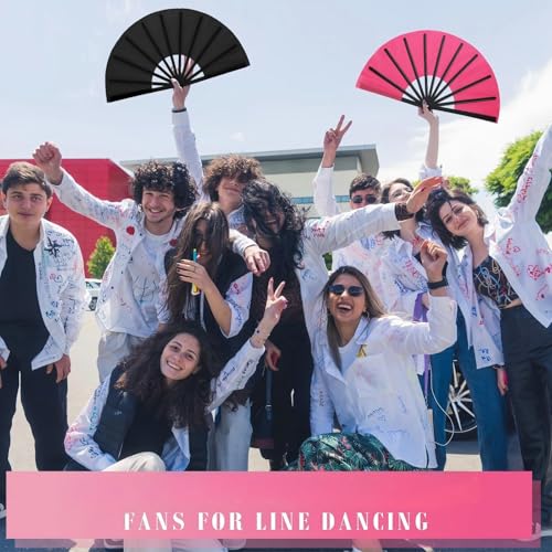 Maitys 2 Pack Foldable Fans for Rave Dancing,Bright Color,Simple Pattern - color: Bright Color, style: Simple Pattern