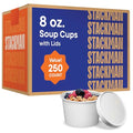 Eco-Friendly Paper Food Containers with Lids - 8 oz [250-Sets] Soup Cups - size: Bulk: 8 oz.