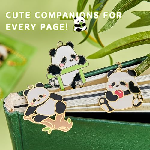4 PCS Cute Panda Bookmarks, Metal Book Marks for Reading Women, Adults Teens Teacher, Book Lovers Gifts - style: Cute Panda