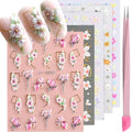 Nail Stickers for Nail Art Cherry Blossoms Nail Decals for Women - color: Colorful-11