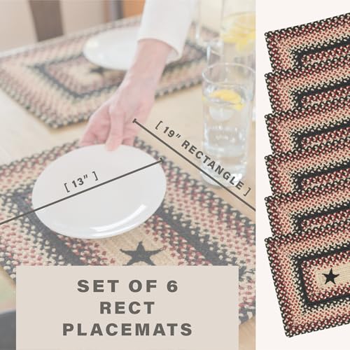 Homespice Gloucester Jute Braided Placemats, Rect 13x19 Set of 6 - color: Primitive Star Gloucester