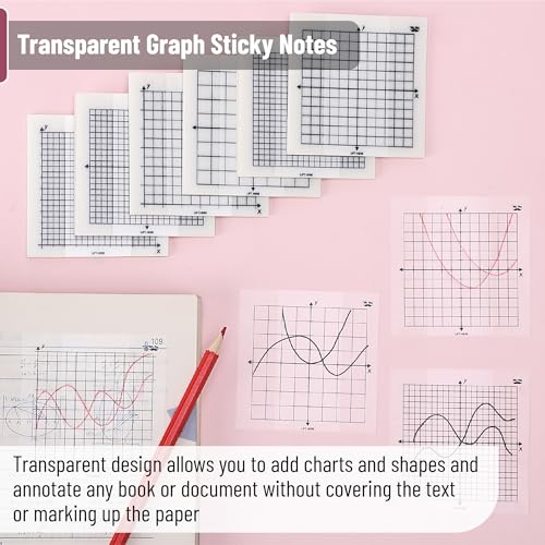Mr. Pen- Transparent Graph Sticky Notes, 3x3 Inch, 6 Pads, 50 Sheets/Pad