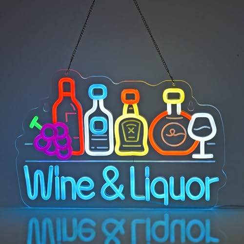 Wine Liquor Neon Sign,Bar Beer Garage LED Light Wall Decor Sign - color: Blue-WINELIQUOR