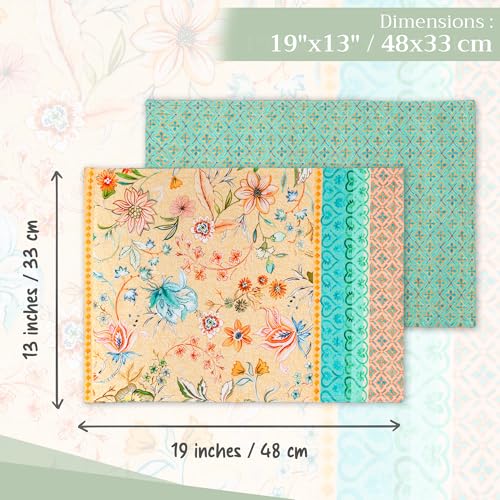 Maison d' Hermine Placemats Set of 4 Reusable 100% Cotton (13"x19") - color: 057 - Luxury Loft - Peach, size: 13" X 19" (Pack of 4)