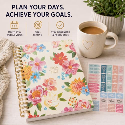 WORLD TRAVELER Academic Planner School Organizer Jul 2026-Dec 2027, 7"x9" - color: Bright Floral