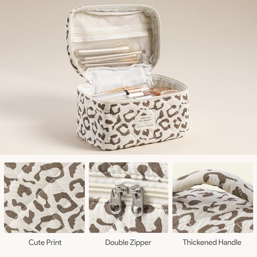 HBselect Quilted Makeup Bag, 3Pcs Cotton Large Travel Makeup Bags Organizer - color: A-3PCS-Floral 30