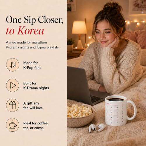 BICETTO Hangul Coffee Mug - Korean Alphabet Cup, K-Pop Gift Manuscript - color: Square Manuscript
