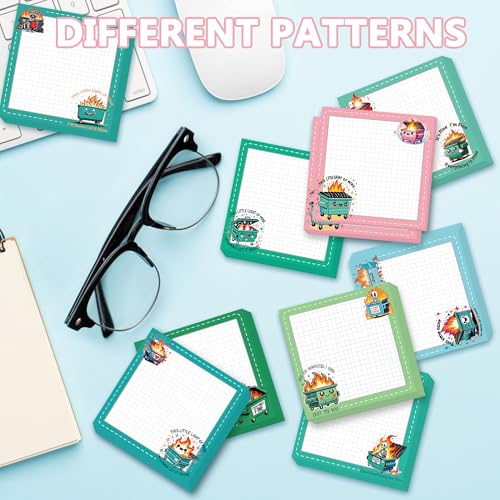 9 Pcs Dumpster Fire Sticky Notes, Funny This is Fine Sticky Notes Office Supplies, Cute Dumpster Fire Desk Accessories Gifts for Office Worker Student Teacher School Supplies - color: Dumpster Fire B