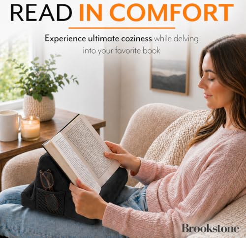 Brookstone Tablet Lap Cushion - Tablet and Phone Holder for Bed, Flights, and Travel, Two Angled Memory Foam Lap Desk for Reading and Hands Free Viewing, Compatible iPad and Kindle Accessories, Black - color: Black