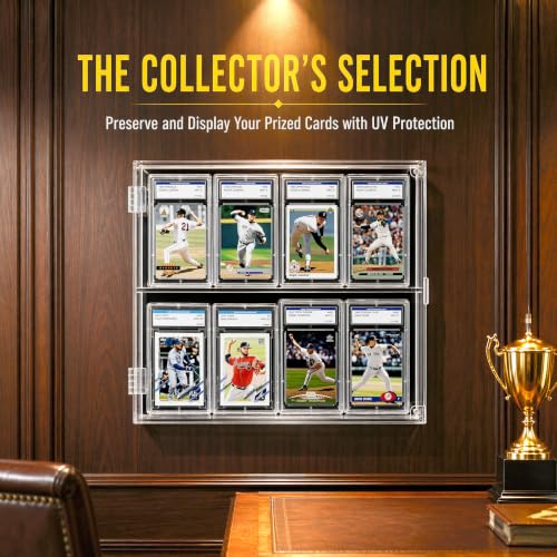 98% UV Protection Pro-Collector's Graded Sports Card Display Case for Football Baseball Basketball Hockey Comic Trading Cards (8 Cards Holder - Clear Acrylic) - size: 8 Cards Holder - Clear Acrylic