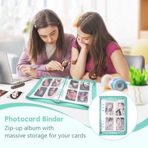 A5 Photocard Binder Holder Photo Card Storage Book 320 Pockets, Cyan - color: Cyan