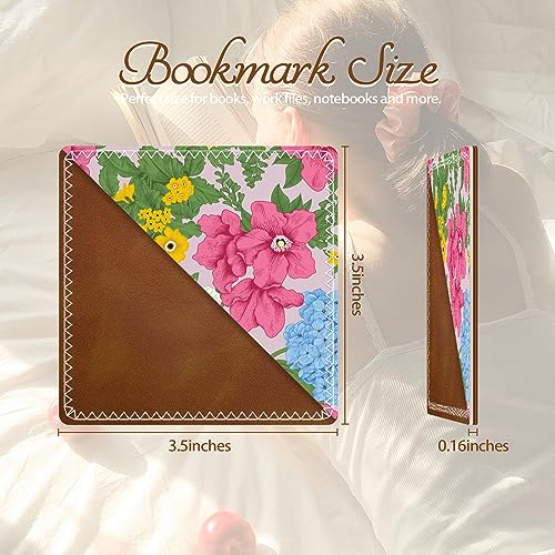 Personalized Leather Bookmarks, Fun & Cute Book Accessories for Reading Lovers, Unbreakable Page Markers for Women Men Girls Boys Student Teacher Kids Retirement Birthday Gifts (Beautiful Flowers) - color: Beautiful Flowers
