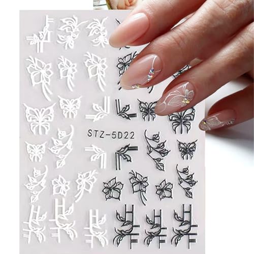 Lace Nail Stickers for Nail Art Flower Nail Decals for Women - color: Colorful-21