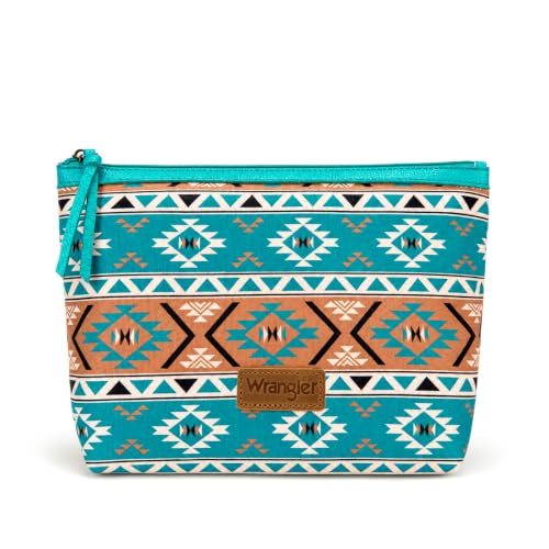 Wrangler Travel Makeup Bag Large Waterproof Cosmetic Bag for Women - color: Turquoise