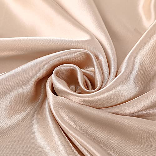 AWAYTR 2-Pack 35" Silk-Like Satin Head Scarves for Women, Square Bandanas - color: Solid Color(black/Camel)