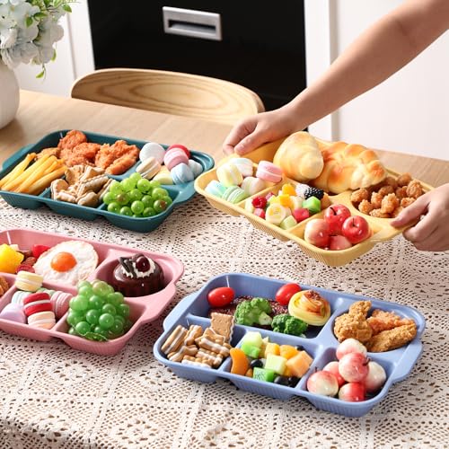 Pinkunn 8 Pcs 13'' Divided Plates for Adults Wheat Straw, Colorful - color: Colorful