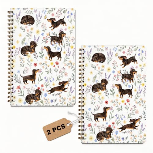 2 Pcs Cute Dachshund Spiral Notebook Dachshund Lover Gifts Journal Notebook - color: Multicolour 0201