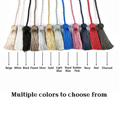 BEL AVENIR 6 Pack Handmade Rope Tassel Curtain Tiebacks - color: Charcoal, size: 6 Pack