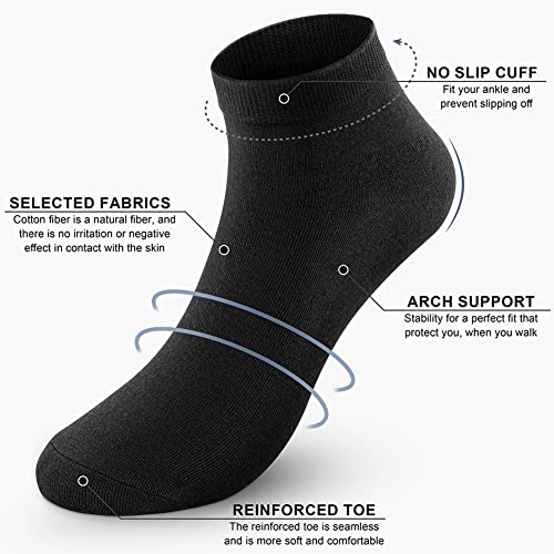 CHARKING 8 Pairs Ankle Socks for Women - Non Slip Cotton No Show Low Cut Casual Socks - color: 02 Black/Black/Black/Black/Black/Black/Black/Black