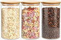 1.5 Qt Round Glass Storage Containers with Lids, Clear Food Storage Container Jar with Sealing Bamboo Lid for Noodles Flour Cereal Rice Sugar Tea Coffee Beans（Round-3Pack ） - size: Round 1.5 Qt -3Pack